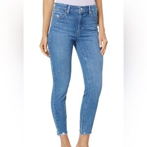 PAIGE PREMIUM DENIM HOXTON HIGH RISE SLIM CROP JEANS EMERY WASH